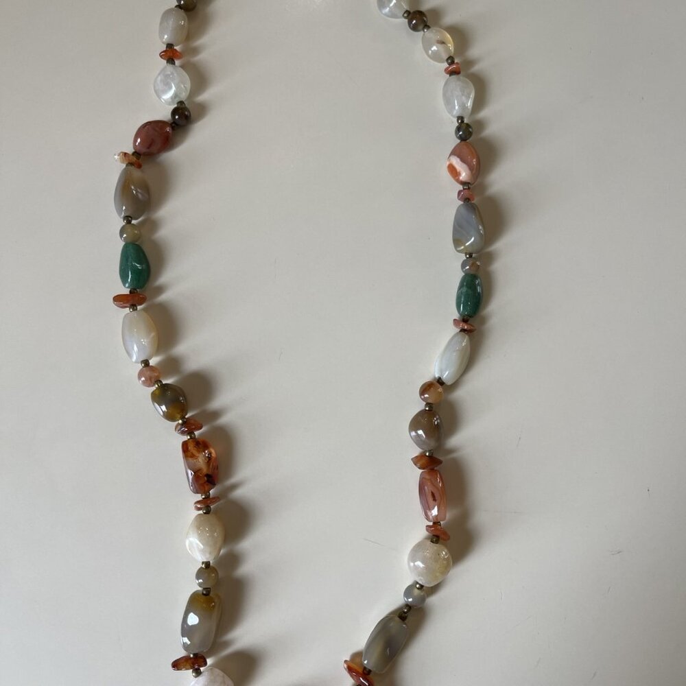 29 inch long real stone necklace, pre-owned excellent condition